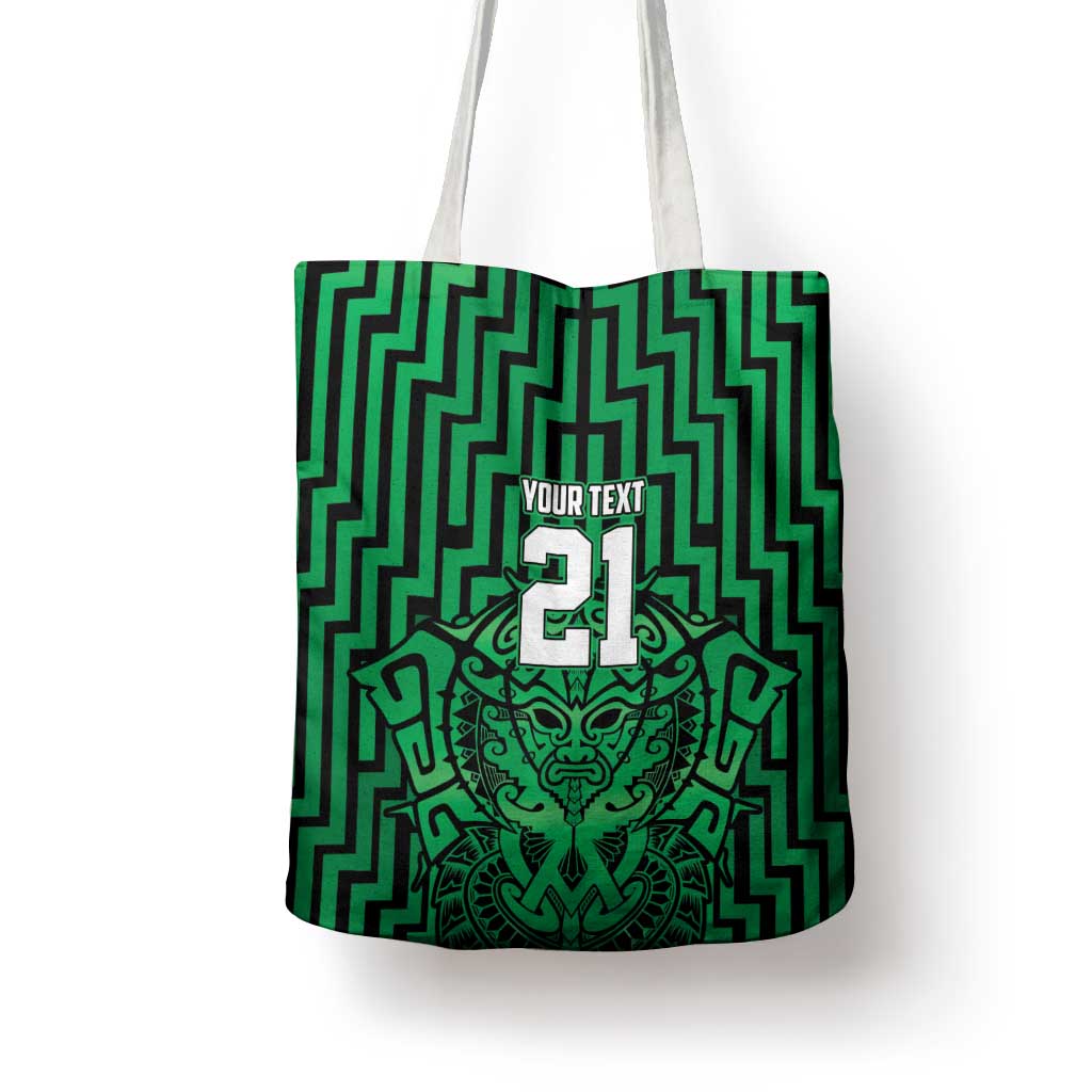 Custom Basketball New Zealand Tote Bag Green Maori Ta Moko Indigenous - Polynesian Pride