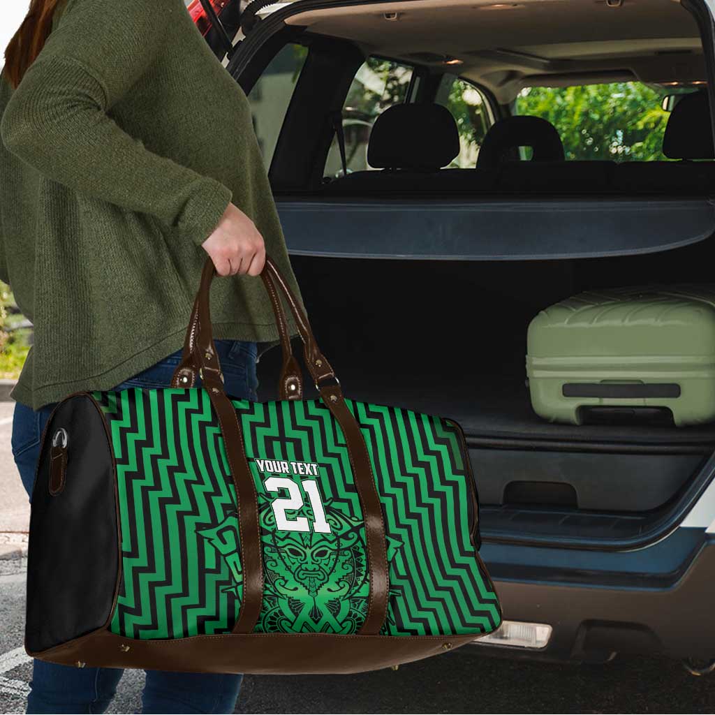 Custom Basketball New Zealand Travel Bag Green Maori Ta Moko Indigenous - Polynesian Pride