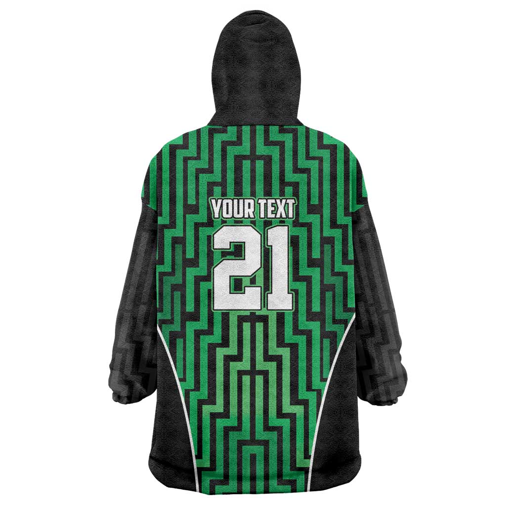 Custom Basketball New Zealand Wearable Blanket Hoodie Green Maori Ta Moko Indigenous LT9 - Polynesian Pride