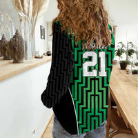 Custom Basketball New Zealand Women Casual Shirt Green Maori Ta Moko Indigenous - Polynesian Pride