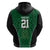 Custom Basketball New Zealand Zip Hoodie Green Maori Ta Moko Indigenous - Polynesian Pride