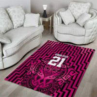 Custom Basketball New Zealand Area Rug Pink Maori Ta Moko Indigenous - Polynesian Pride