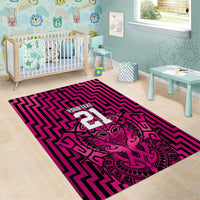 Custom Basketball New Zealand Area Rug Pink Maori Ta Moko Indigenous - Polynesian Pride