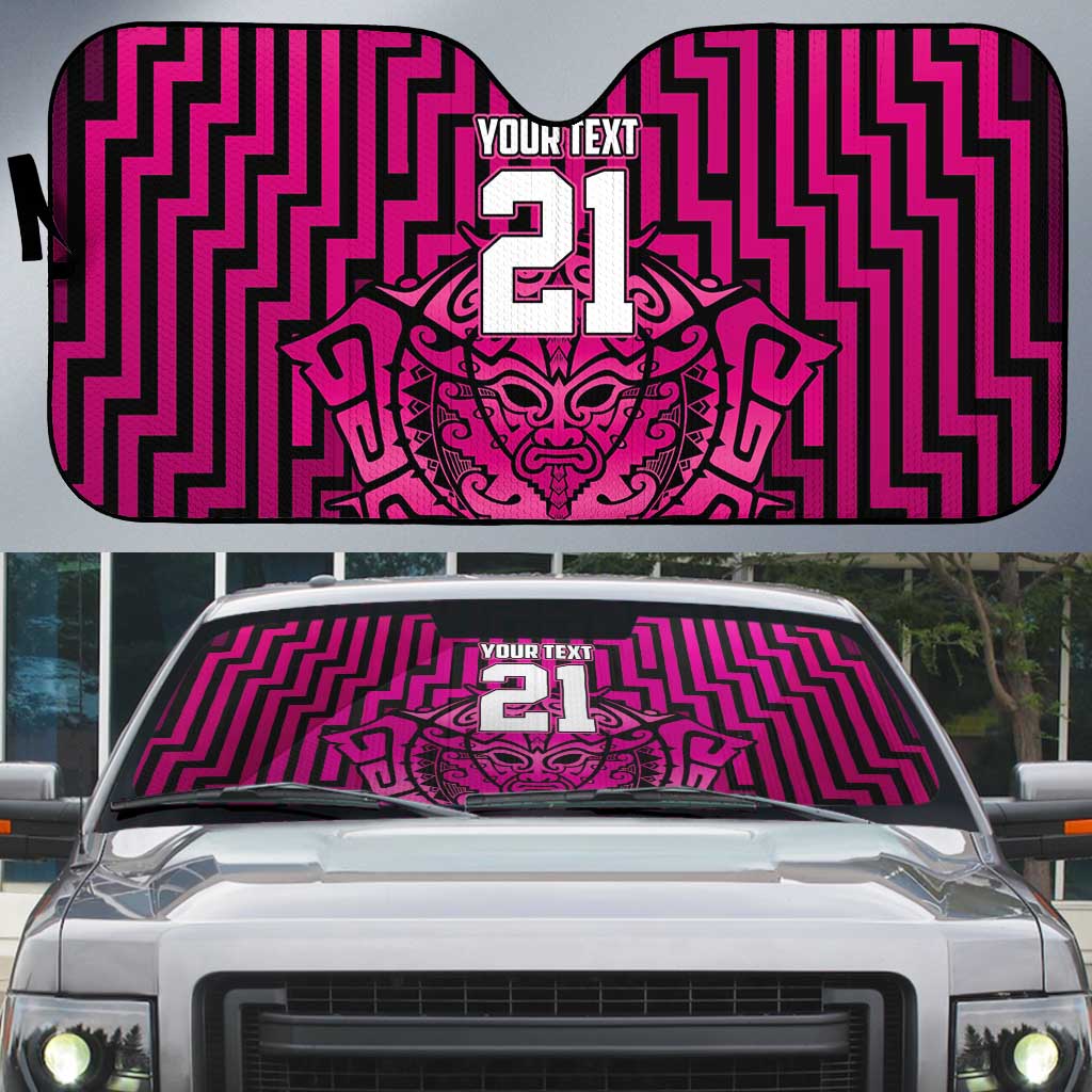 Custom Basketball New Zealand Auto Sun Shade Pink Maori Ta Moko Indigenous - Polynesian Pride