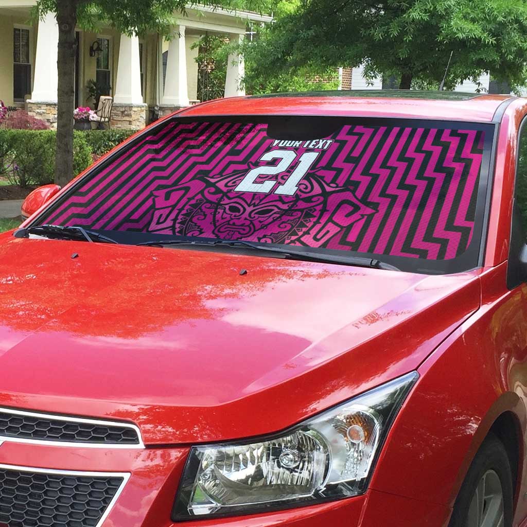 Custom Basketball New Zealand Auto Sun Shade Pink Maori Ta Moko Indigenous - Polynesian Pride