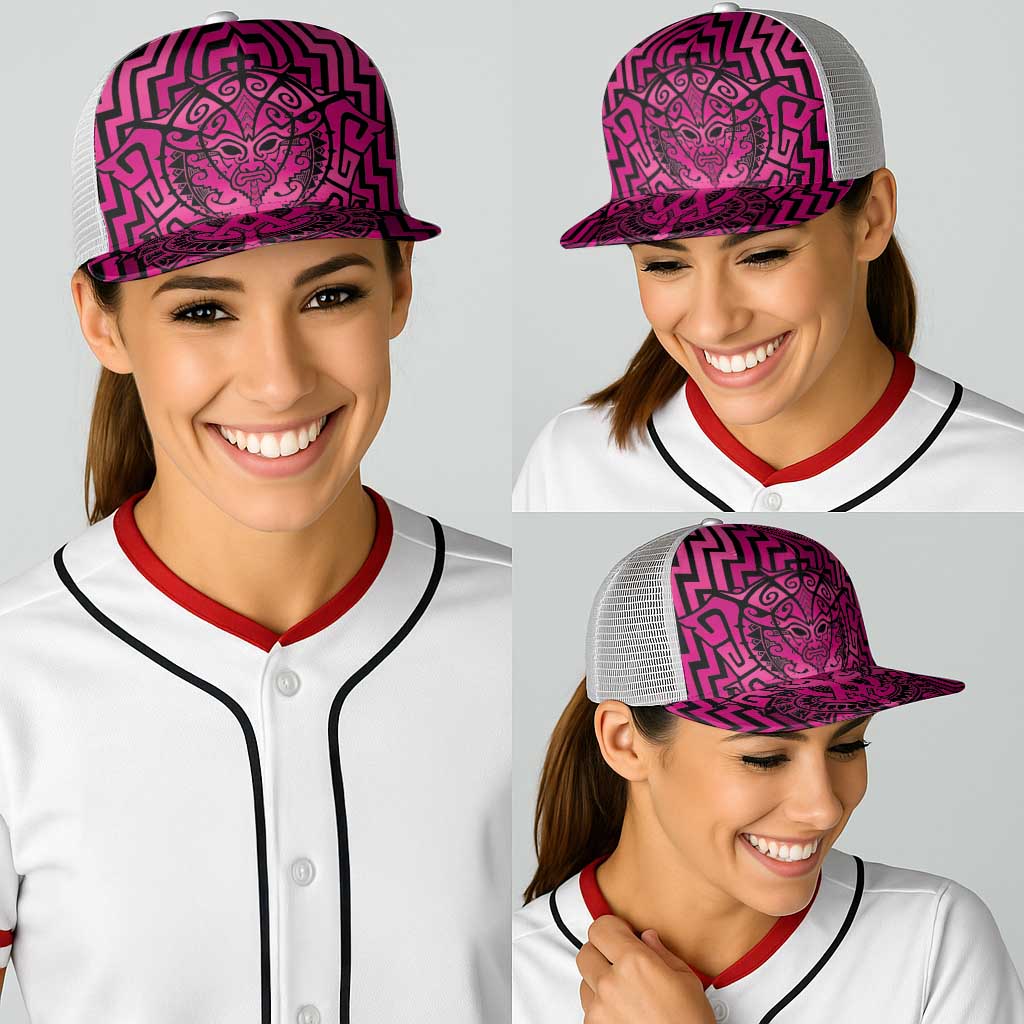 Basketball New Zealand Baseball Net Cap Pink Maori Ta Moko Indigenous - Polynesian Pride