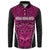 Custom Basketball New Zealand Button Sweatshirt Pink Maori Ta Moko Indigenous - Polynesian Pride