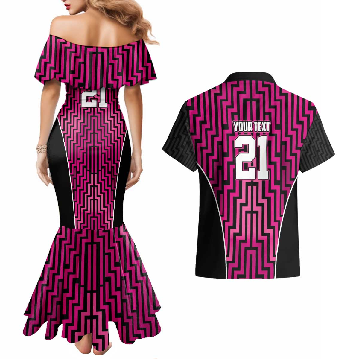 Custom Basketball New Zealand Couples Matching Mermaid Dress and Hawaiian Shirt Pink Maori Ta Moko Indigenous LT9 - Polynesian Pride