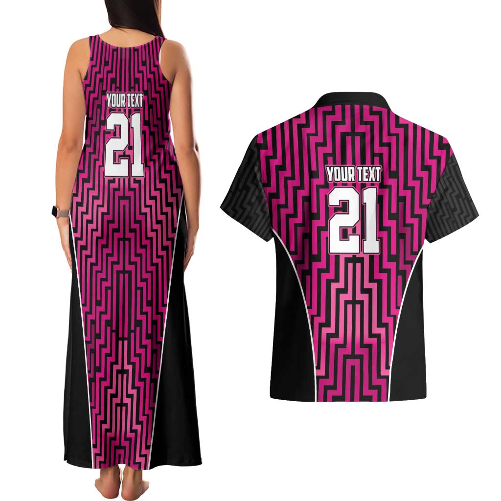 Custom Basketball New Zealand Couples Matching Tank Maxi Dress and Hawaiian Shirt Pink Maori Ta Moko Indigenous LT9 - Polynesian Pride
