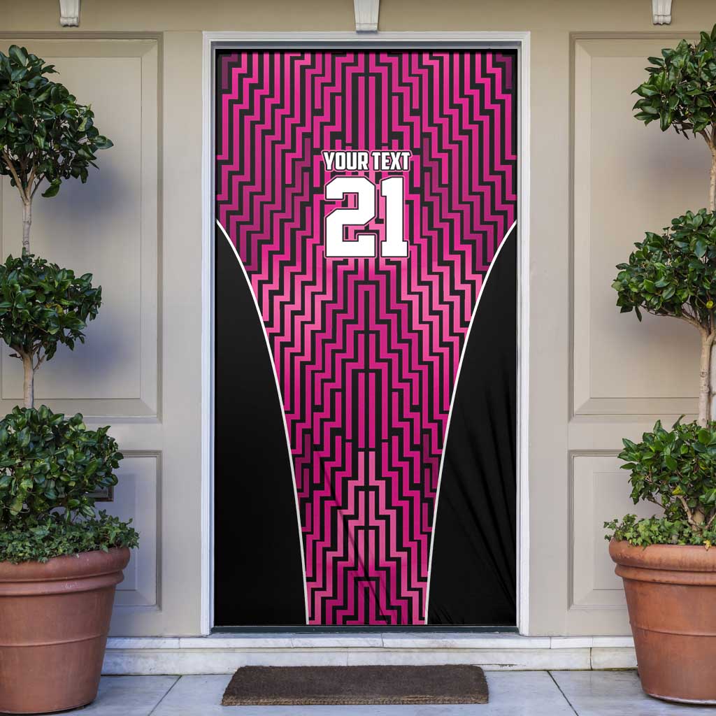 Custom Basketball New Zealand Door Cover Pink Maori Ta Moko Indigenous - Polynesian Pride