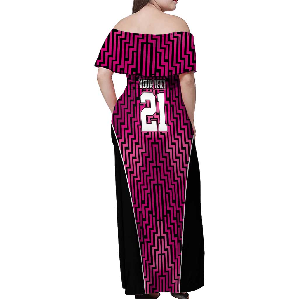 Custom Basketball New Zealand Family Matching Off Shoulder Maxi Dress and Hawaiian Shirt Pink Maori Ta Moko Indigenous LT9 - Polynesian Pride