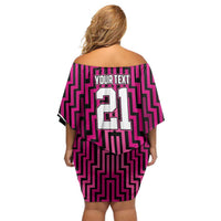 Custom Basketball New Zealand Family Matching Off Shoulder Short Dress and Hawaiian Shirt Pink Maori Ta Moko Indigenous LT9 - Polynesian Pride