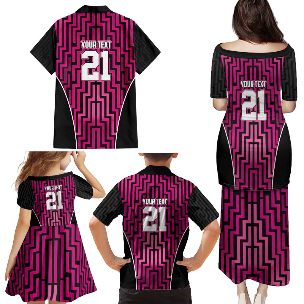 Custom Basketball New Zealand Family Matching Puletasi and Hawaiian Shirt Pink Maori Ta Moko Indigenous LT9 - Polynesian Pride
