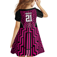 Custom Basketball New Zealand Family Matching Short Sleeve Bodycon Dress and Hawaiian Shirt Pink Maori Ta Moko Indigenous LT9 - Polynesian Pride