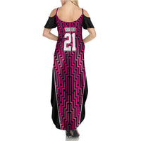 Custom Basketball New Zealand Family Matching Summer Maxi Dress and Hawaiian Shirt Pink Maori Ta Moko Indigenous LT9 - Polynesian Pride