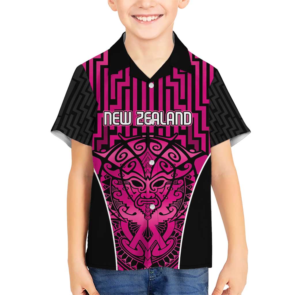 Custom Basketball New Zealand Hawaiian Shirt Pink Maori Ta Moko Indigenous - Polynesian Pride