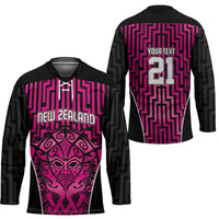 Custom Basketball New Zealand Hockey Jersey Pink Maori Ta Moko Indigenous - Polynesian Pride