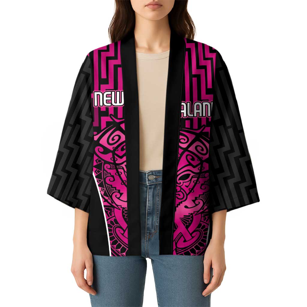 Custom Basketball New Zealand Kimono Pink Maori Ta Moko Indigenous - Polynesian Pride