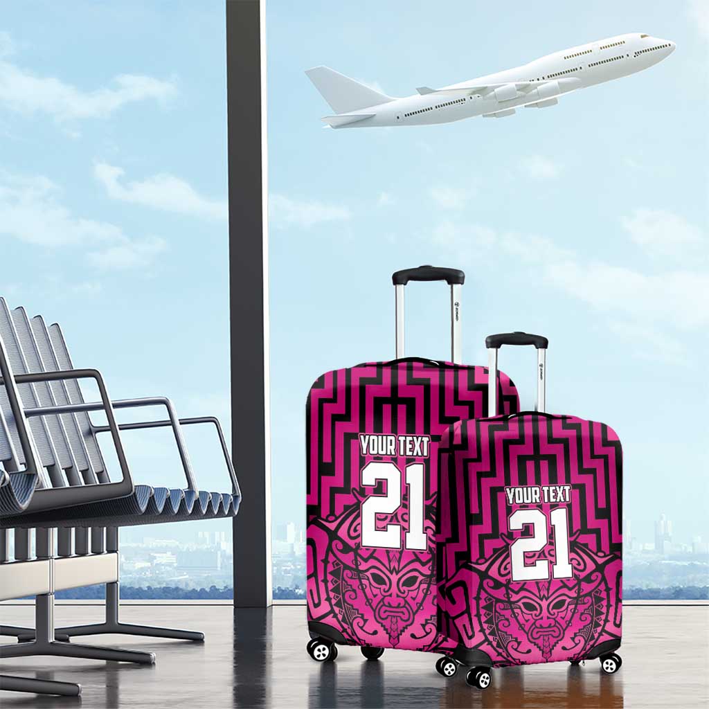 Custom Basketball New Zealand Luggage Cover Pink Maori Ta Moko Indigenous - Polynesian Pride