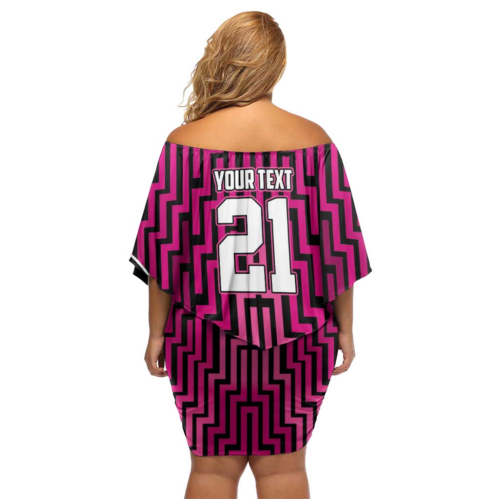 Custom Basketball New Zealand Off Shoulder Short Dress Pink Maori Ta Moko Indigenous - Polynesian Pride