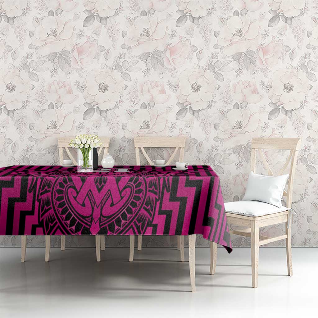 Custom Basketball New Zealand Tablecloth Pink Maori Ta Moko Indigenous - Polynesian Pride