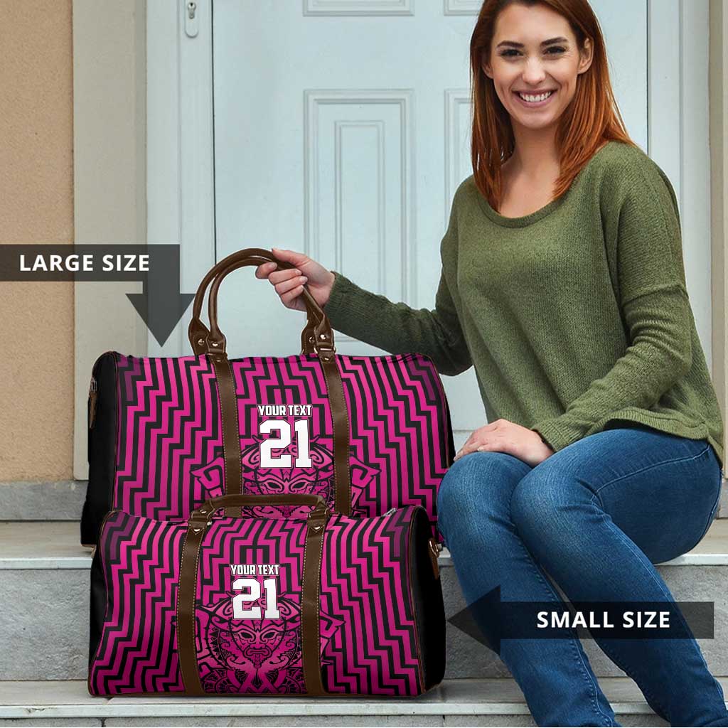 Custom Basketball New Zealand Travel Bag Pink Maori Ta Moko Indigenous - Polynesian Pride