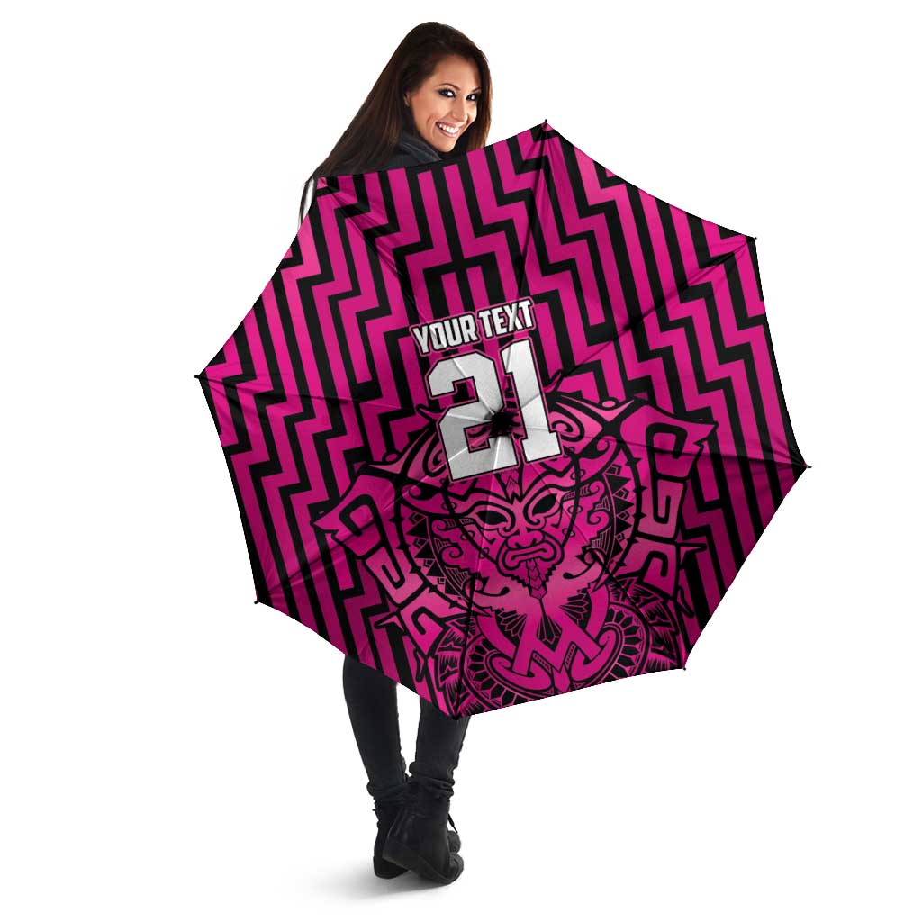 Custom Basketball New Zealand Umbrella Pink Maori Ta Moko Indigenous - Polynesian Pride