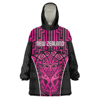 Custom Basketball New Zealand Wearable Blanket Hoodie Pink Maori Ta Moko Indigenous LT9 One Size Pink - Polynesian Pride