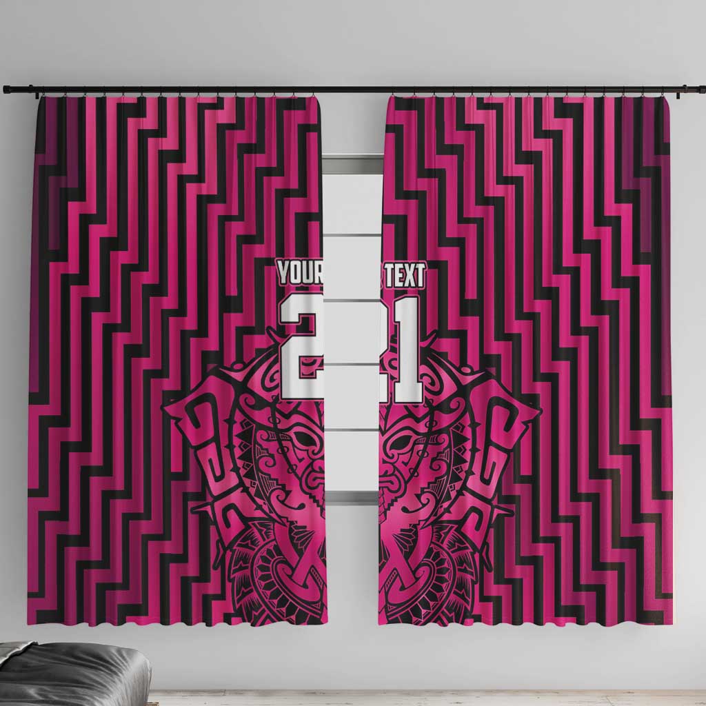 Custom Basketball New Zealand Window Curtain Pink Maori Ta Moko Indigenous - Polynesian Pride