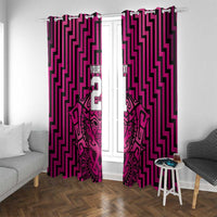 Custom Basketball New Zealand Window Curtain Pink Maori Ta Moko Indigenous - Polynesian Pride