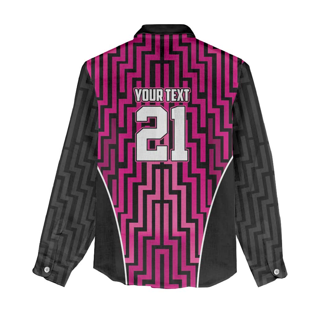 Custom Basketball New Zealand Women Casual Shirt Pink Maori Ta Moko Indigenous - Polynesian Pride