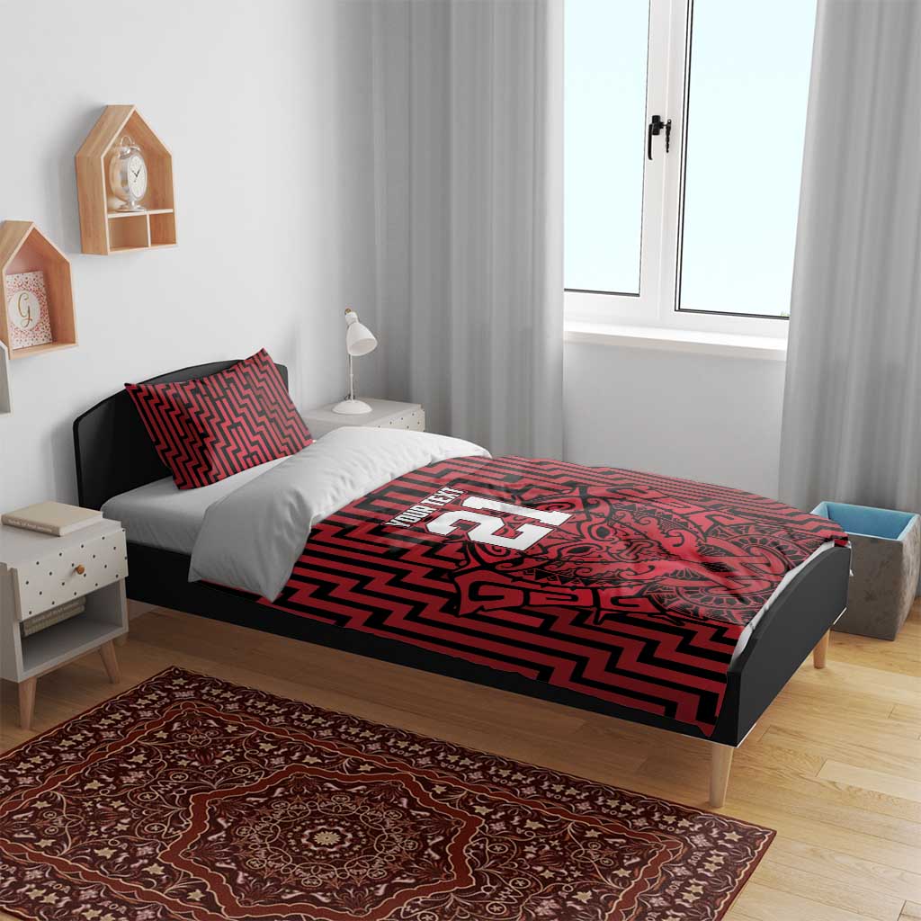 Custom Basketball New Zealand Bedding Set Red Maori Ta Moko Indigenous - Polynesian Pride
