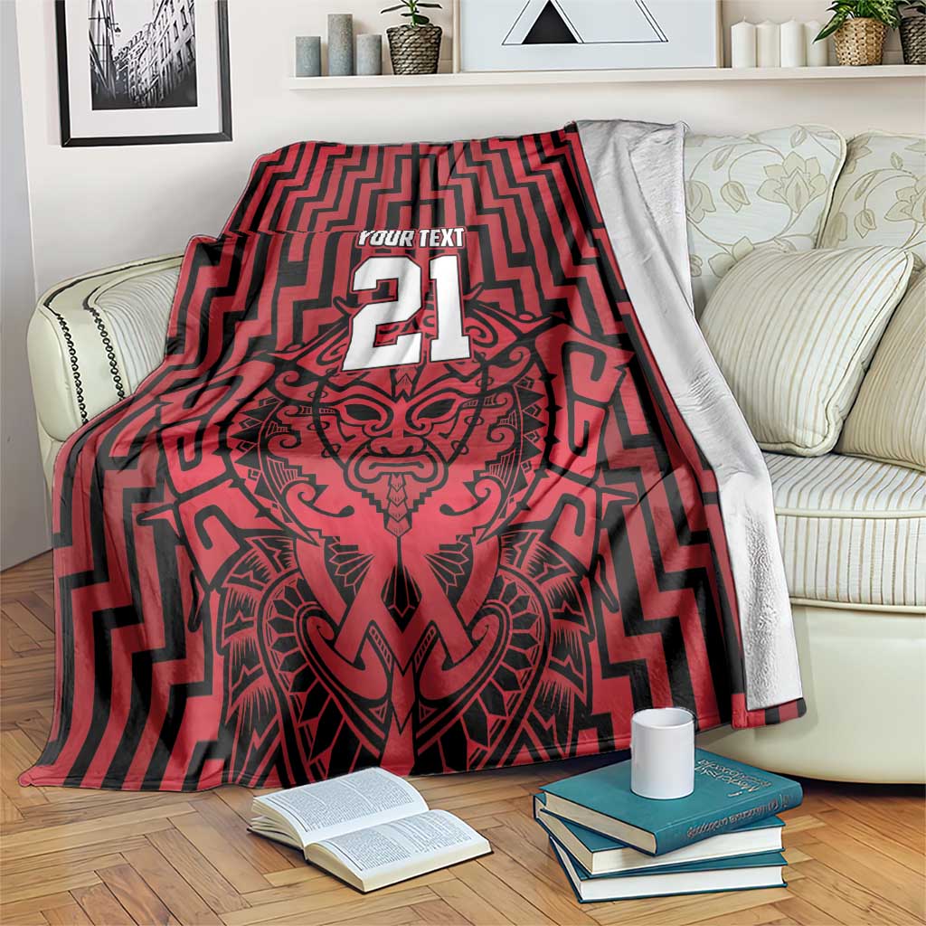 Custom Basketball New Zealand Blanket Red Maori Ta Moko Indigenous - Polynesian Pride
