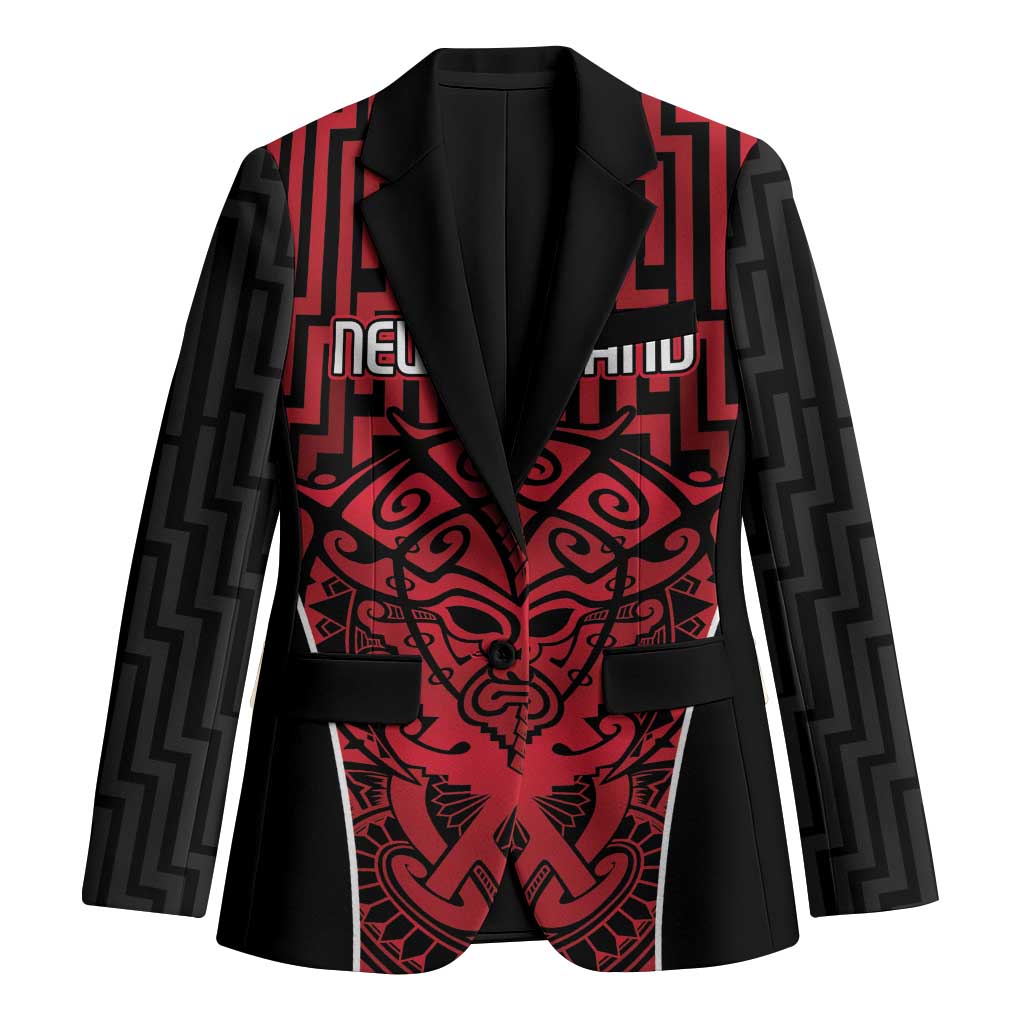 Custom Basketball New Zealand Blazer Red Maori Ta Moko Indigenous - Polynesian Pride