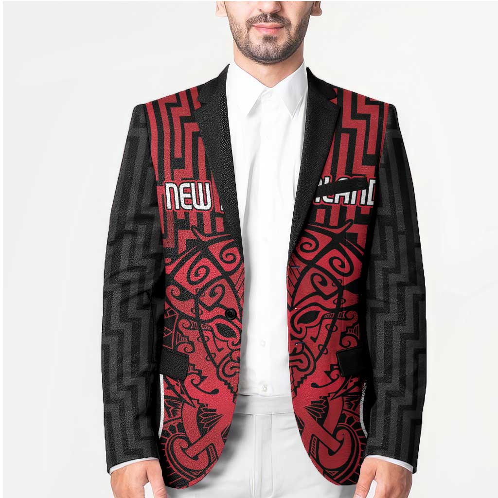 Custom Basketball New Zealand Blazer Red Maori Ta Moko Indigenous - Polynesian Pride