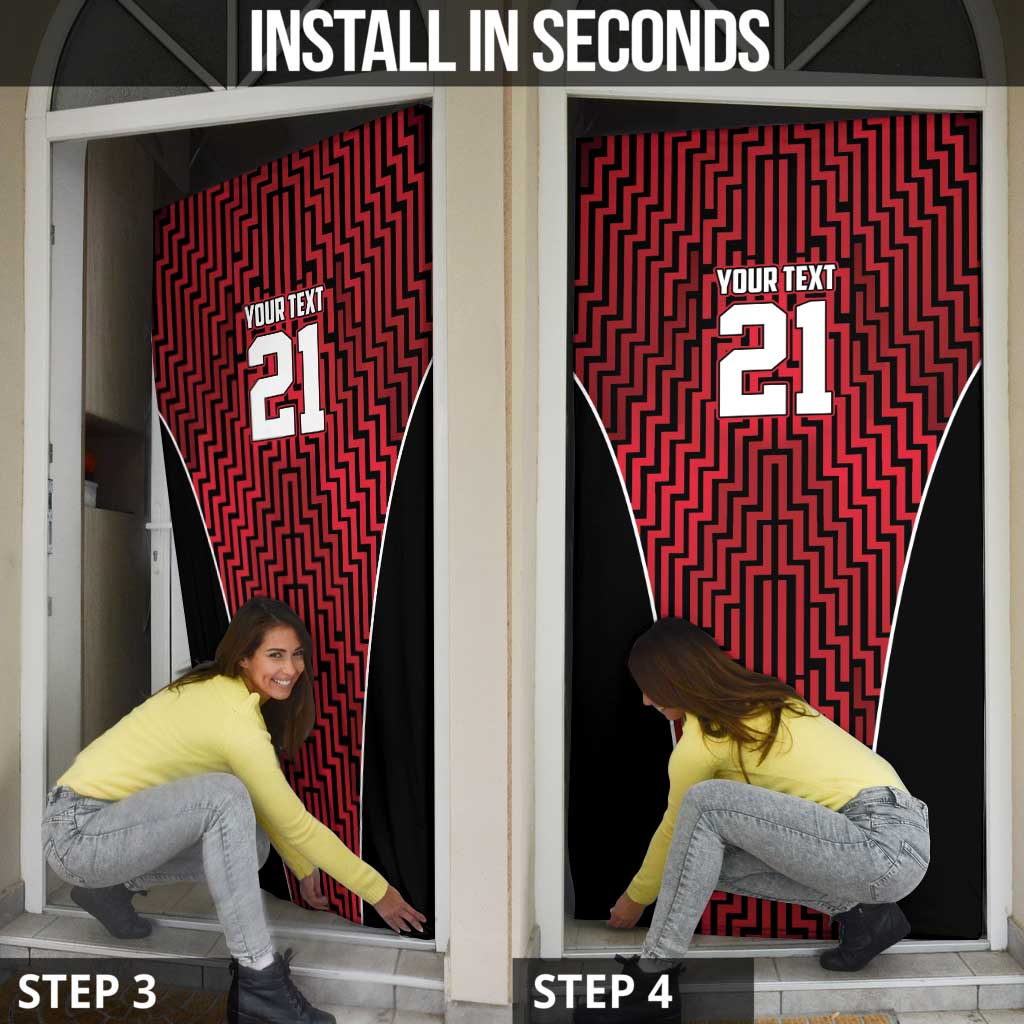 Custom Basketball New Zealand Door Cover Red Maori Ta Moko Indigenous - Polynesian Pride