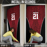 Custom Basketball New Zealand Door Cover Red Maori Ta Moko Indigenous - Polynesian Pride