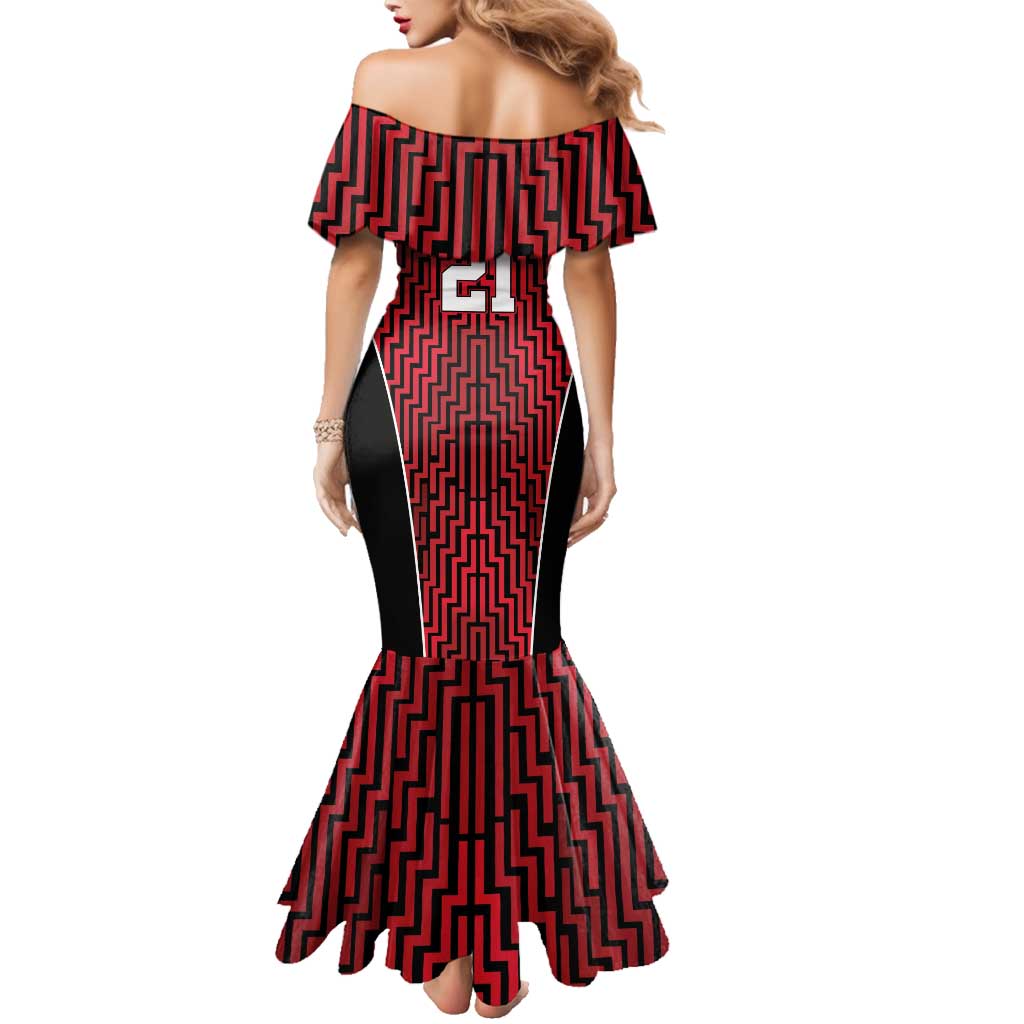 Custom Basketball New Zealand Family Matching Mermaid Dress and Hawaiian Shirt Red Maori Ta Moko Indigenous LT9 - Polynesian Pride