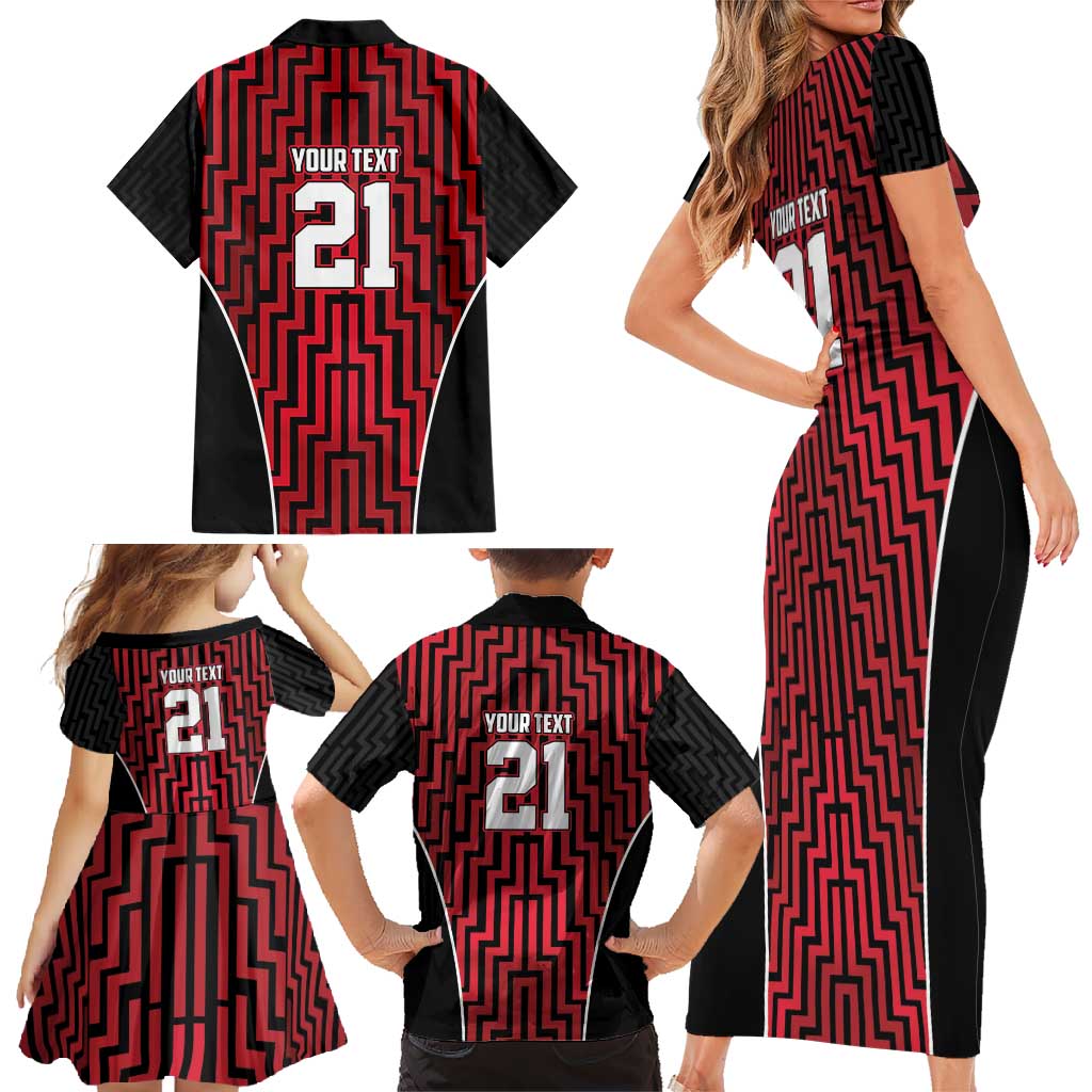 Custom Basketball New Zealand Family Matching Short Sleeve Bodycon Dress and Hawaiian Shirt Red Maori Ta Moko Indigenous LT9 - Polynesian Pride