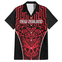 Custom Basketball New Zealand Family Matching Short Sleeve Bodycon Dress and Hawaiian Shirt Red Maori Ta Moko Indigenous LT9 Dad's Shirt - Short Sleeve Red - Polynesian Pride