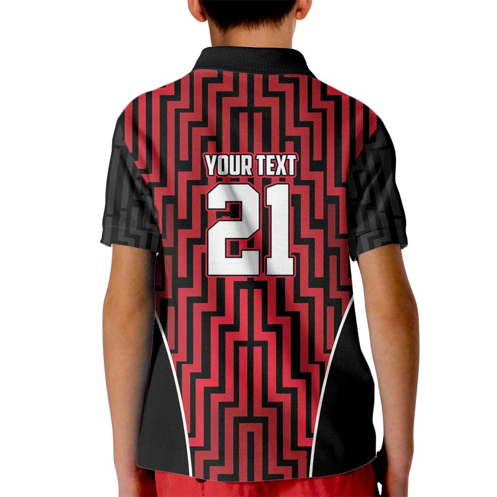 Custom Basketball New Zealand Kid Polo Shirt Red Maori Ta Moko Indigenous - Polynesian Pride