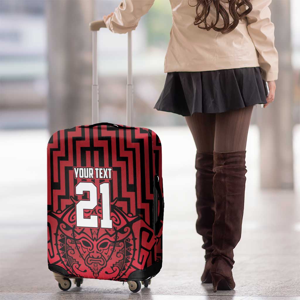 Custom Basketball New Zealand Luggage Cover Red Maori Ta Moko Indigenous - Polynesian Pride
