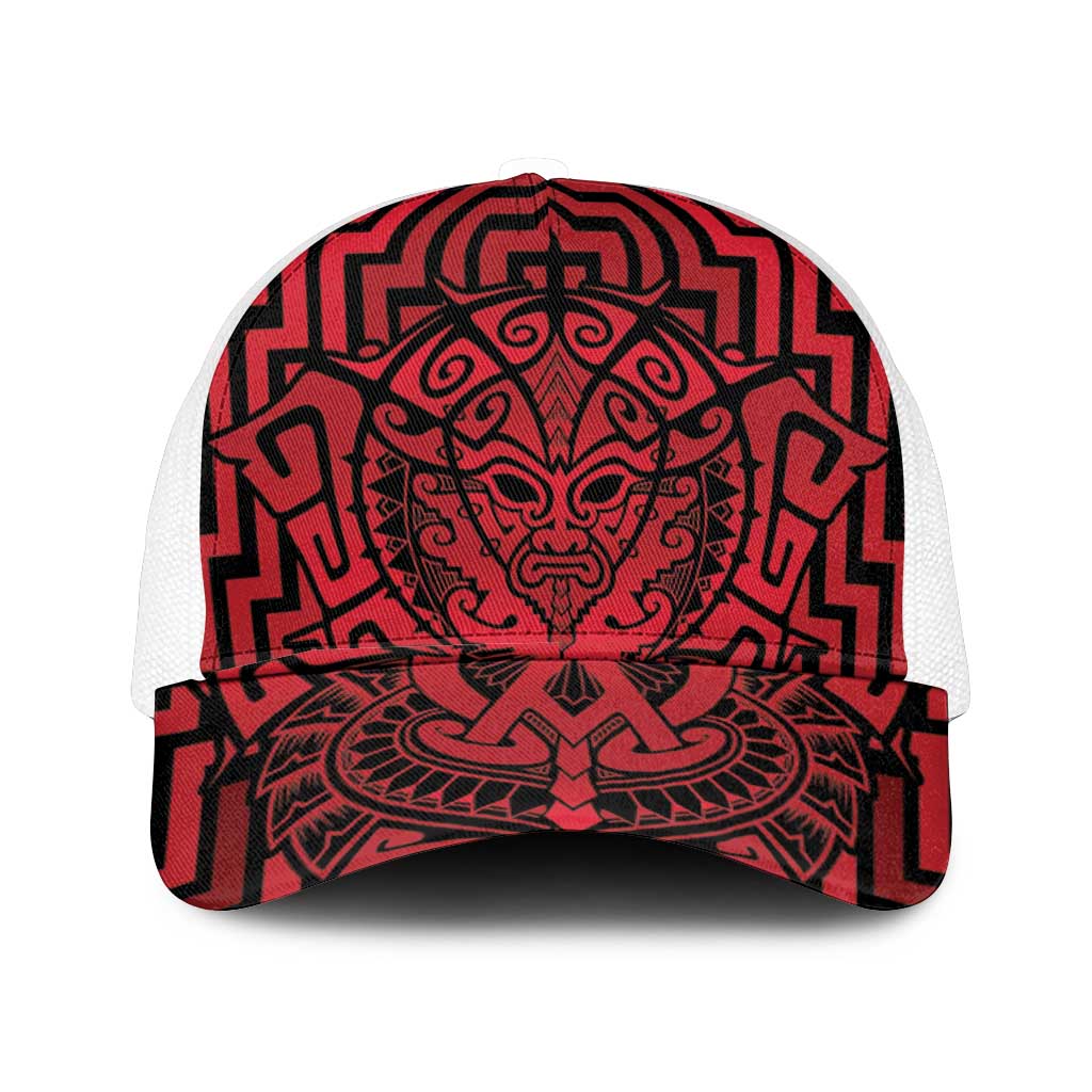 Basketball New Zealand Mesh Trucker Cap Red Maori Ta Moko Indigenous - Polynesian Pride