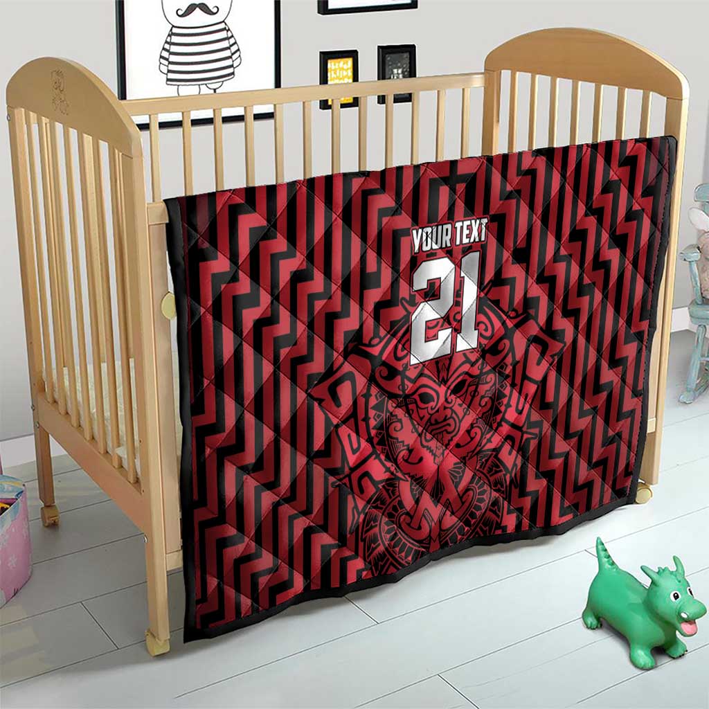 Custom Basketball New Zealand Quilt Red Maori Ta Moko Indigenous - Polynesian Pride