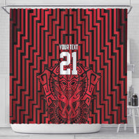 Custom Basketball New Zealand Shower Curtain Red Maori Ta Moko Indigenous - Polynesian Pride