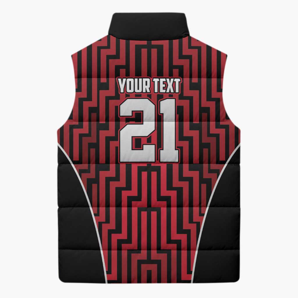Custom Basketball New Zealand Sleeveless Puffer Jacket Red Maori Ta Moko Indigenous - Polynesian Pride