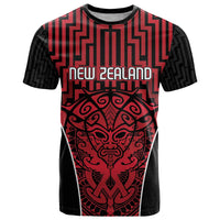 Custom Basketball New Zealand T Shirt Red Maori Ta Moko Indigenous - Polynesian Pride