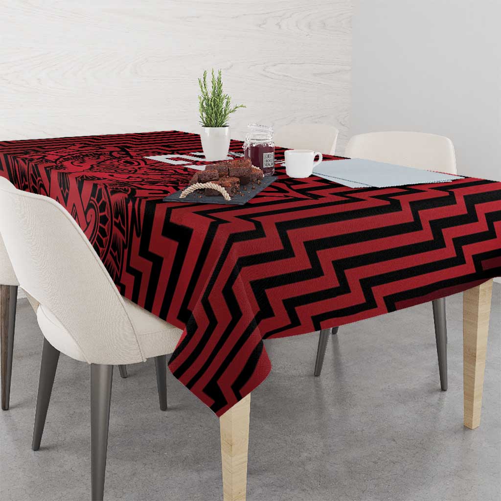 Custom Basketball New Zealand Tablecloth Red Maori Ta Moko Indigenous - Polynesian Pride