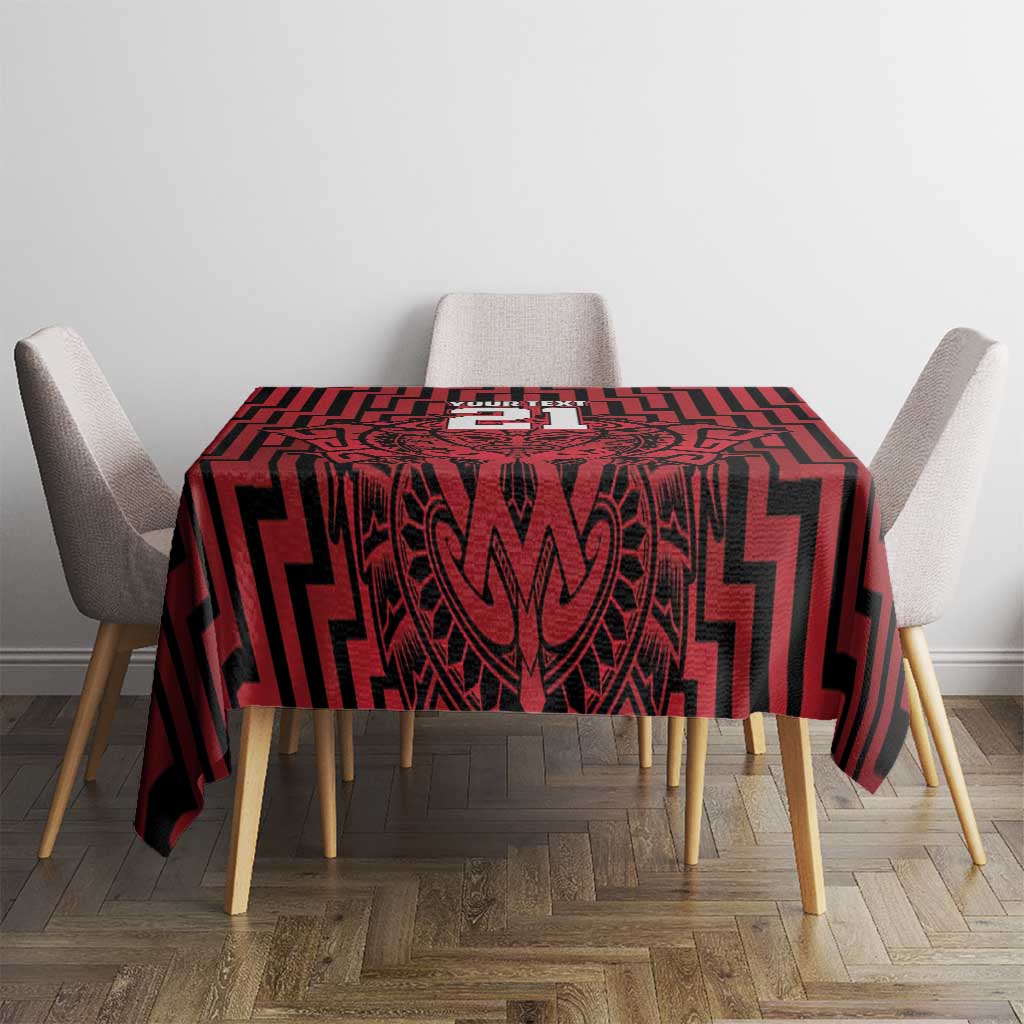 Custom Basketball New Zealand Tablecloth Red Maori Ta Moko Indigenous - Polynesian Pride