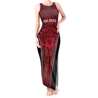 Custom Basketball New Zealand Tank Maxi Dress Red Maori Ta Moko Indigenous - Polynesian Pride